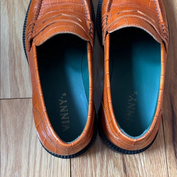 Men’s Vinny’s “Townee” leather crocodile brown loafers Sz 40 - Picture 7 of 12